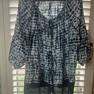 Tie-Dye Women's Top - Blue and White